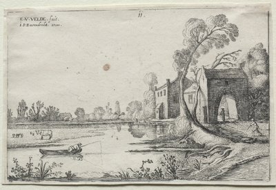 Paesaggio con un fiume e una portineria, 1614 da van de Velde Esaias