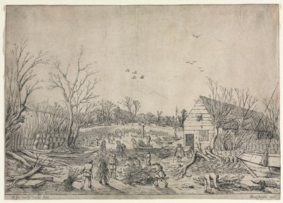 La Grande Inondazione del 10 gennaio 1624 o Riparazione della Diga Rottura sul Fiume Lek a Vianen, 1624 da van de Velde Esaias