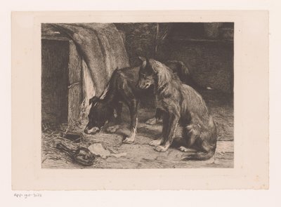Due cani vicino a una trappola per topi da van den Eyken (attributed to)