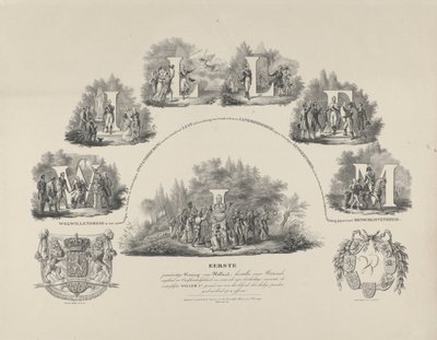 Allegoria delle virtù del re Guglielmo I, 1831 da van der Meulen