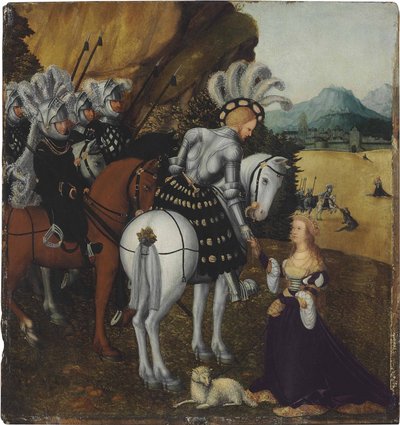 Imperatore Massimiliano I come San Giorgio da workshop of Lucas Cranach the Elder