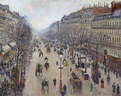 Boulevard Montmartre, mattina, tempo nuvoloso da Camille Jacob Pissarro