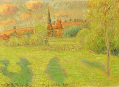 Il pastore e la chiesa di Eragny, 1889 da Camille Jacob Pissarro