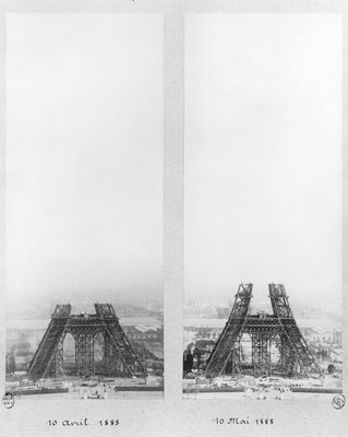 Due Viste Della Costruzione Della Torre Eiffel Pa