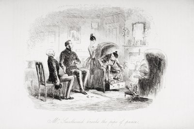 Mr. Smallweed rompe il Pipe of Peace, illustrazione da &Bleak House& di Charles Dickens (181270