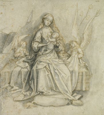 Madonna e bambino (penna e inchiostro marrone con matita su carta) da Hans Holbein the Elder