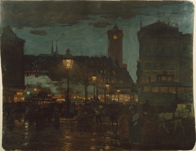 Alexander Square, Berlino, di notte, 1895 da Karl Langhammer