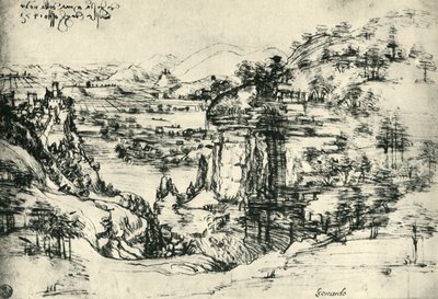 Landscape drawing for Santa Maria della Neve on 5th August 1473, 1943.