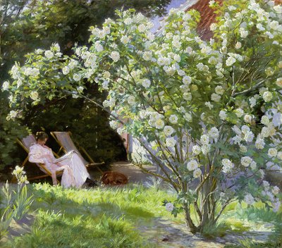 Rose, o La moglie dell'artista nel giardino di Skagen, 1883 da Peder Severin Kroyer