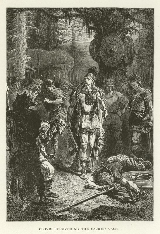 Clodoveo che recupera il Vaso Sacro (incisione) da (after) American School