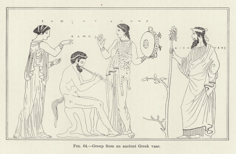 Gruppo da un antico vaso greco (incisione) da (after) American School