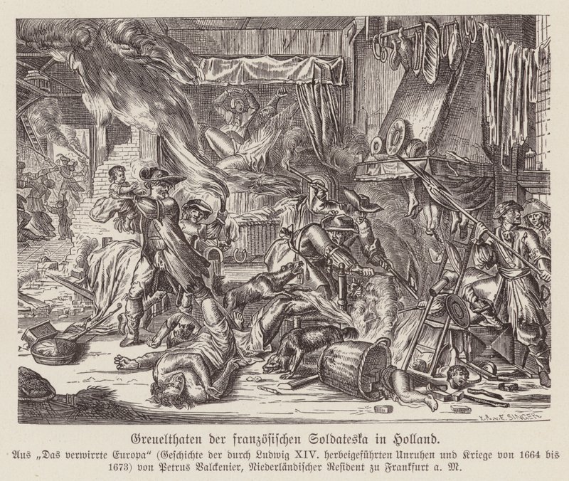 Atrocità commesse dalle truppe francesi in Olanda nella guerra franco-olandese da (after) Dutch School