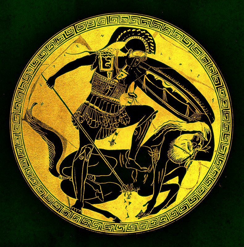Guerriero e centauro, illustrazione da 