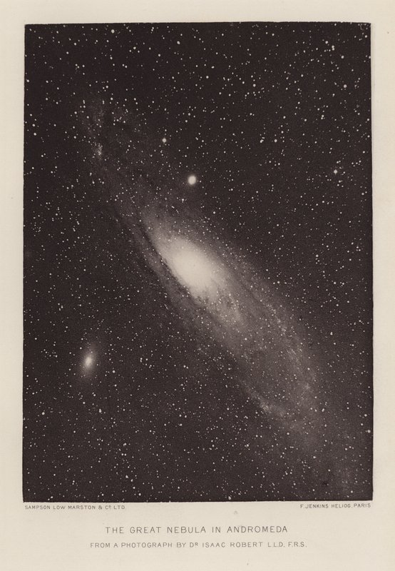 Fotografia della Grande Nebulosa in Andromeda del Dr. Isaac Roberts da (after) English photographer