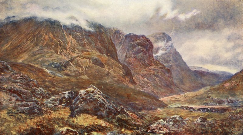 "Le tre sorelle", Glencoe (litografia a colori) da (after) English photographer