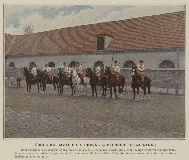 Scuola del Cavaliere a Cavallo, Esercizio della Lancia (foto colorata) da (after) French Photographer