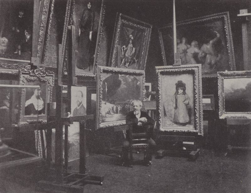 Pittore francese Carolus-Duran nel suo studio da (after) French Photographer