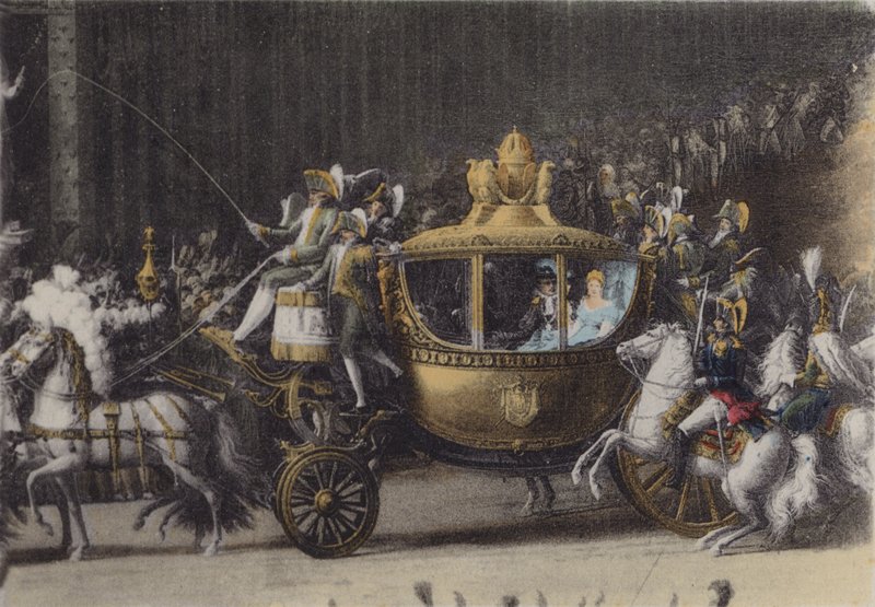 Voiture du Mariage de Napoleon 1, 2 Avril 1810 (foto colorata) da (after) French Photographer