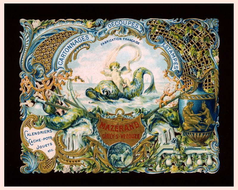 Cartolina pubblicitaria per stampatori Mazerand, Cirey-sur-Vezouze, Francia da (after) French School