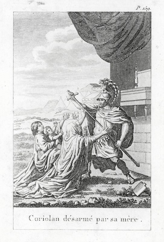 Coriolano disarmato da sua madre da (after) French School