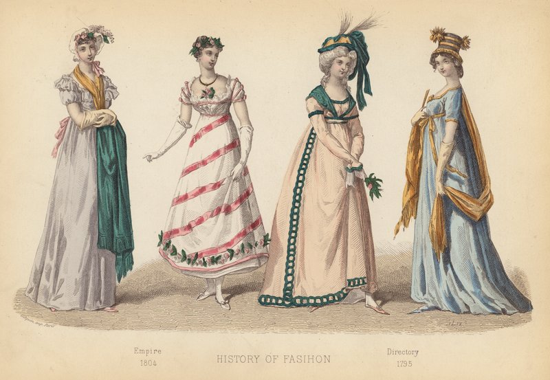 Moda in Francia: Impero 1804; Direttorio 1795 da (after) French School