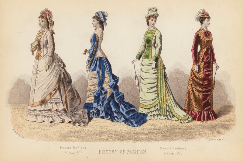 Moda in Francia: Mode attuali 1875 e 1876; Mode attuali 1877 e 1878 da (after) French School