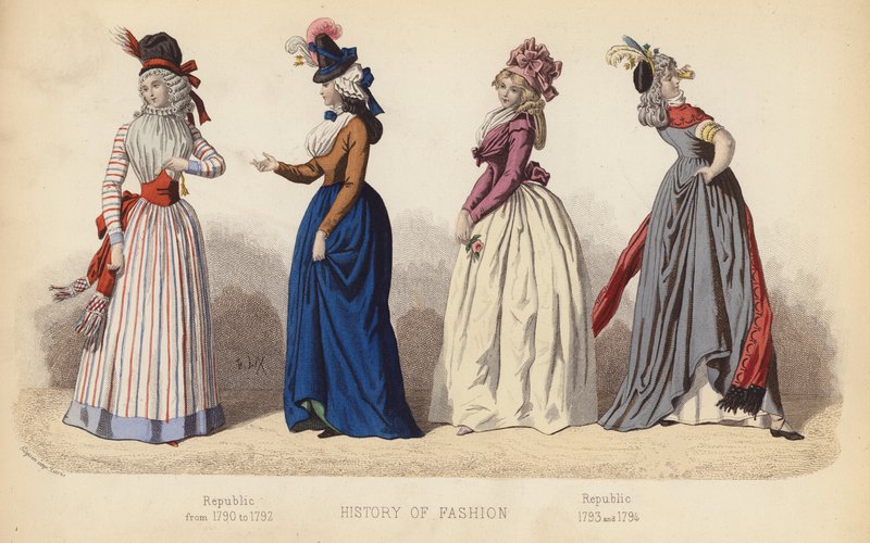 Moda in Francia: Repubblica dal 1790 al 1792; Repubblica 1793 e 1794 da (after) French School
