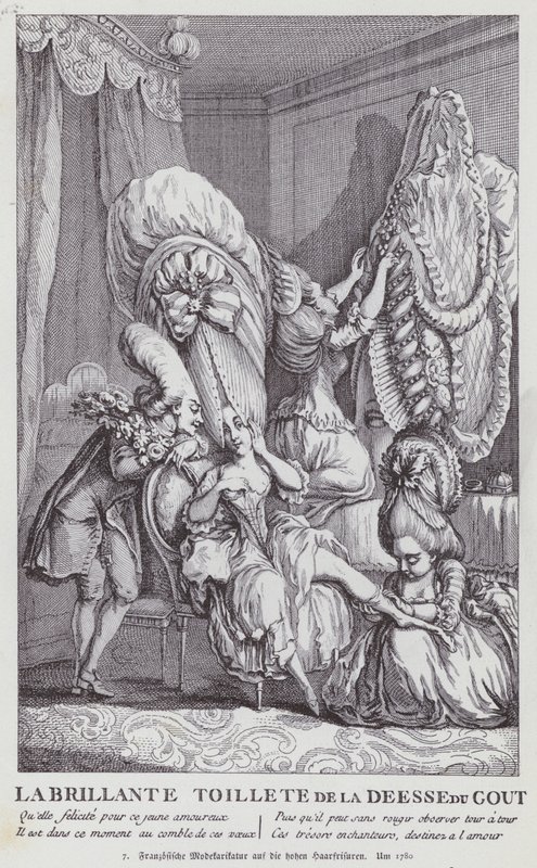 Cartone francese che deride le acconciature femminili dell