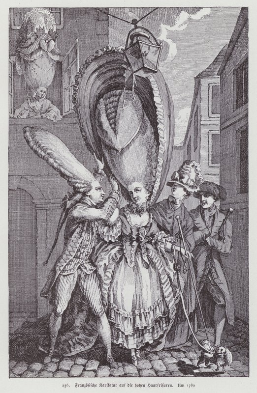Cartone francese che deride le acconciature femminili dell