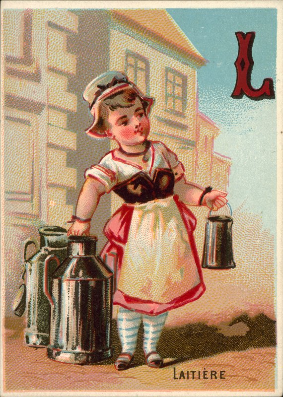 L per lattaia (lavoratrice del latte) (cromolitografia) da (after) French School