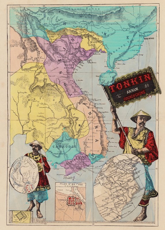 Mappa di Tonkin, Annam, Cochinchina (incisione colorata) da (after) French School