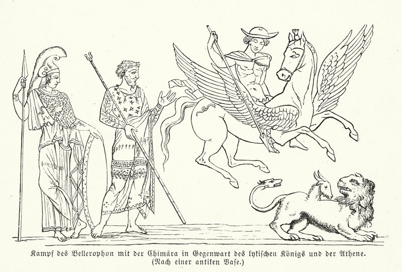 Bellerofonte combatte la Chimera (incisione) da (after) German School