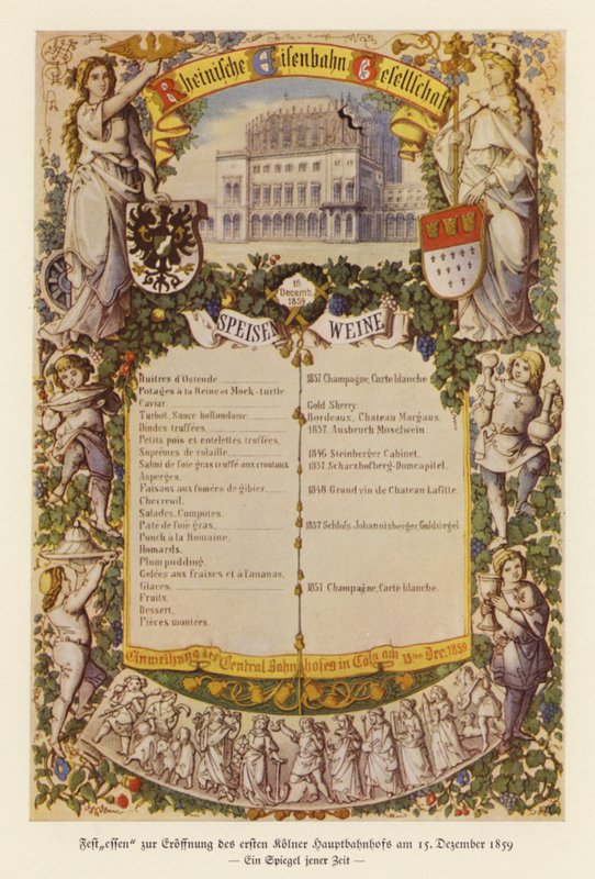 Menu per un banchetto che celebra l