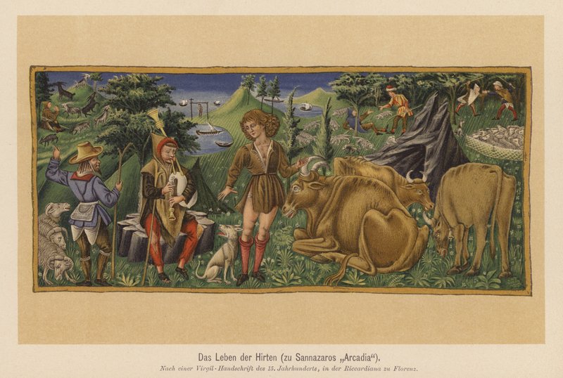 Scena dal poema Arcadia di Jacopo Sannazaro da (after) Italian School
