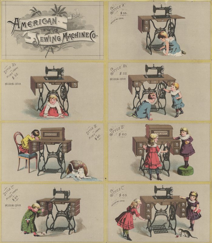Pubblicità per la American Sewing Machine Company da American School