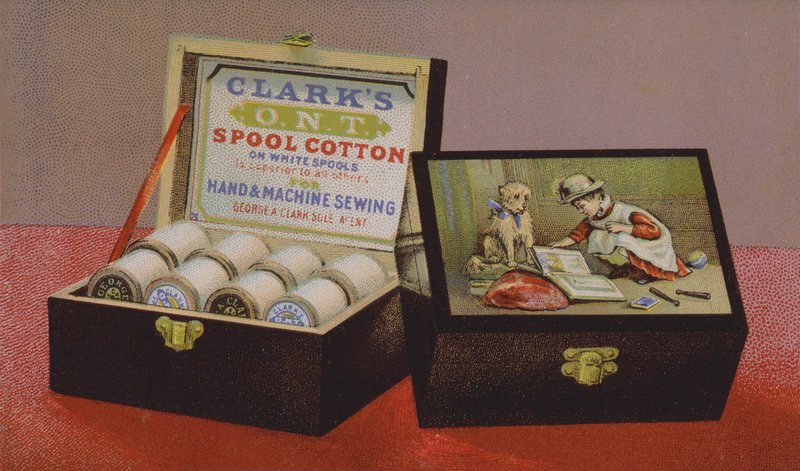 Carta commerciale americana pubblicizzante il cotone Clarks da American School