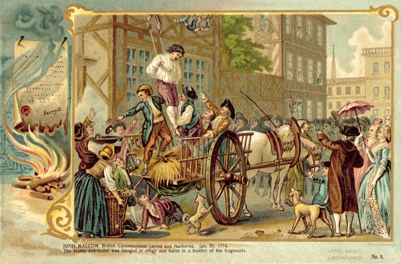 John Malcolm, Commissario Britannico, impiumato e catramato, 25 gennaio 1774 da American School