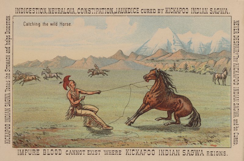 Nativo americano che cattura un cavallo selvaggio da American School
