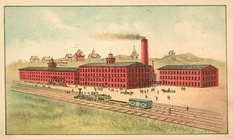 Linea ferroviaria davanti alla fabbrica della Oval Churn Company da American School
