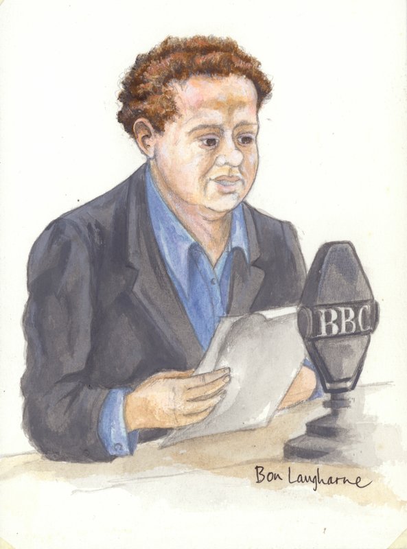 Il poeta gallese Dylan Thomas al microfono da English School