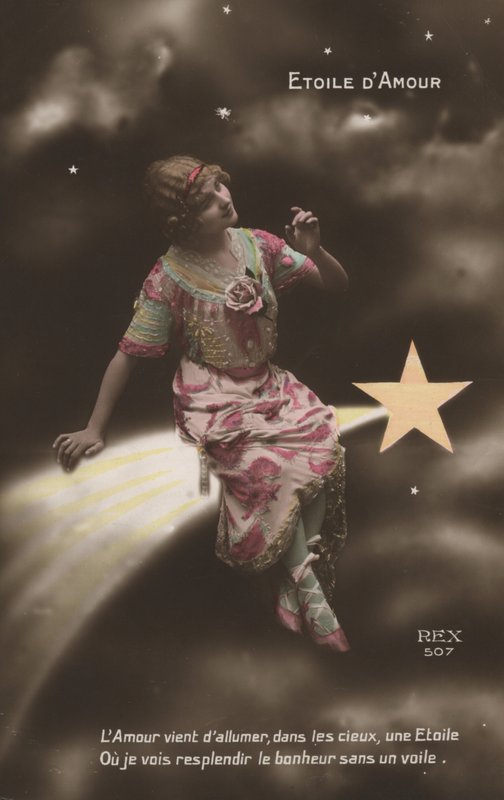 Ragazza che cavalca una stella cadente da French Photographer