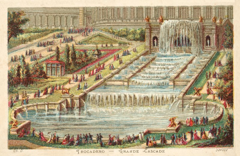 Grande cascata, Palazzo del Trocadero, Parigi da French School