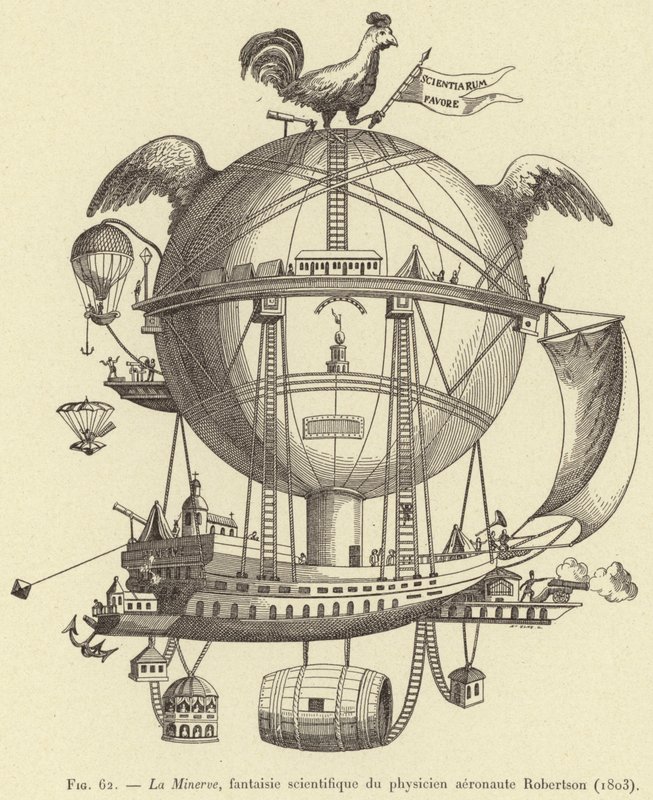 La Minerva, fantasia scientifica del fisico aeronauta Robertson (1803) da French School