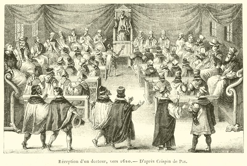 Ricevimento di un dottore, verso il 1620 da French School