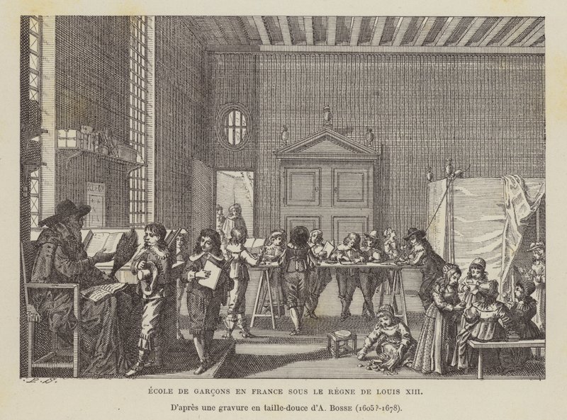 Scuola di ragazzi francesi durante il regno di Luigi XIII da Abraham (after) Bosse
