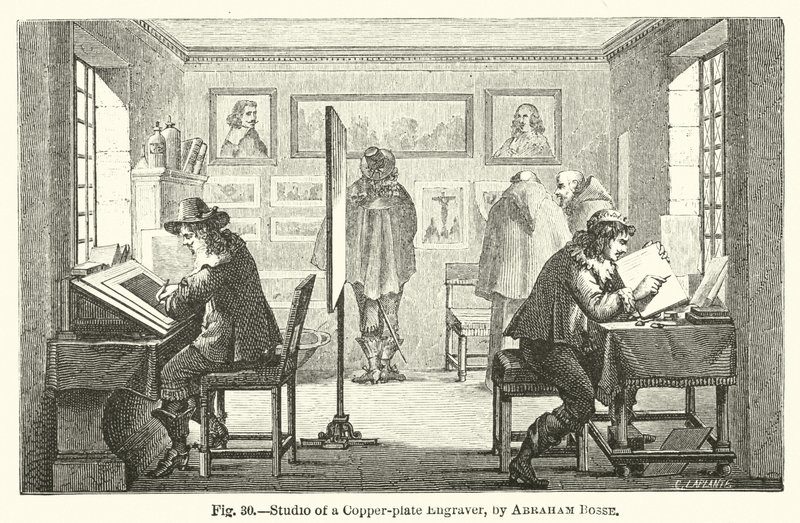 Studio di un incisore su lastra di rame da Abraham (after) Bosse
