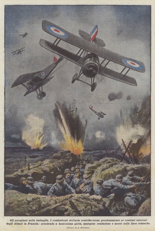 Gli aeroplani nella battaglia da Achille Beltrame