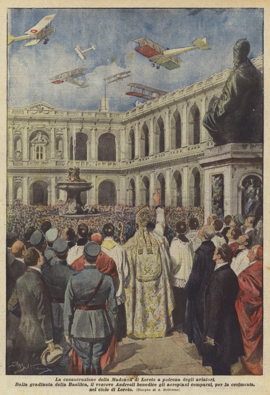 La consacrazione della Madonna di Loreto a patrona degli aviatori da Achille Beltrame