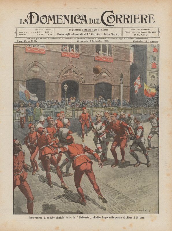 Resurrezione di antiche storiche feste, la Pallonata che ebbe luogo nella piazza di Siena il 18 corrente da Achille Beltrame