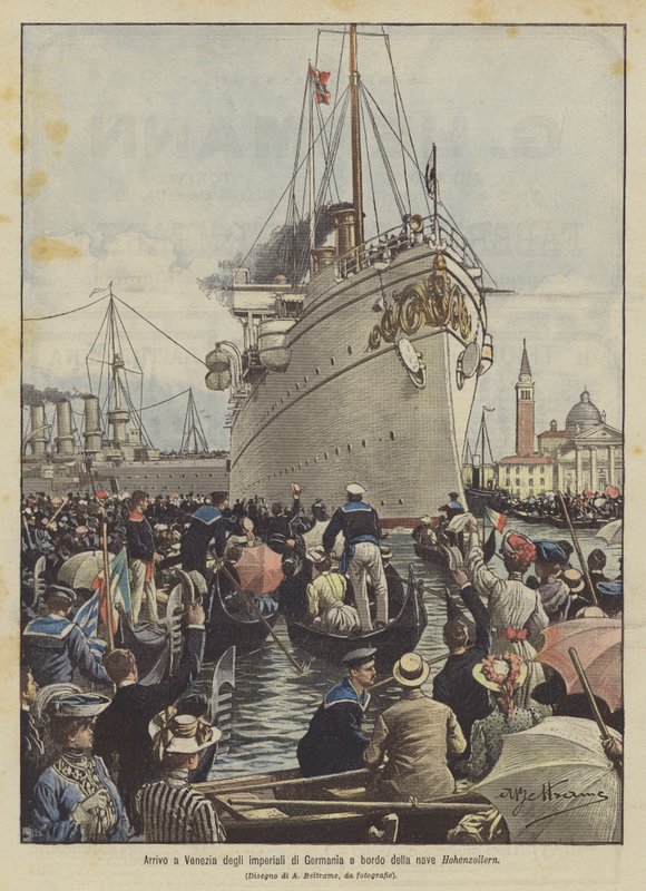 Arrivo a Venezia degli imperiali di Germania a bordo della nave Hohenzollern da Achille Beltrame